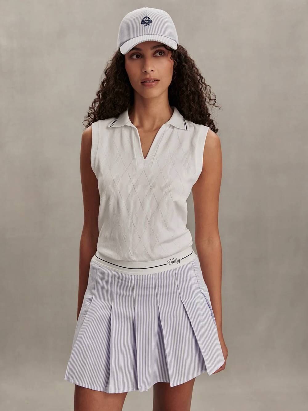 Varley Toyah High Rise Athletic Skort Xenon Blue Pinstripe M NWT Country Club